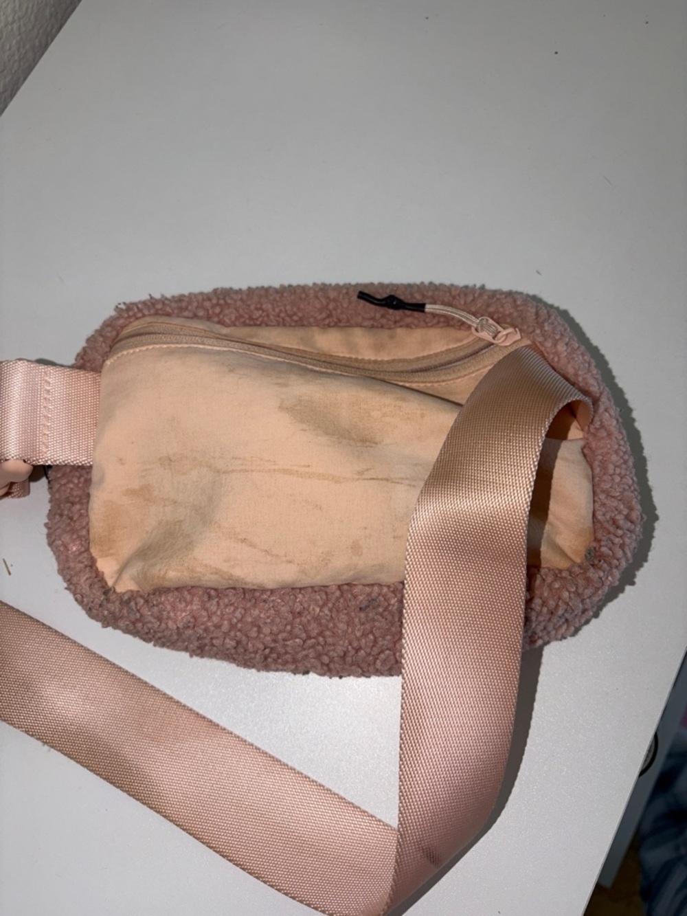 Plush Shearling Belt Bag - Dusty Pink - Picture 3 of 3